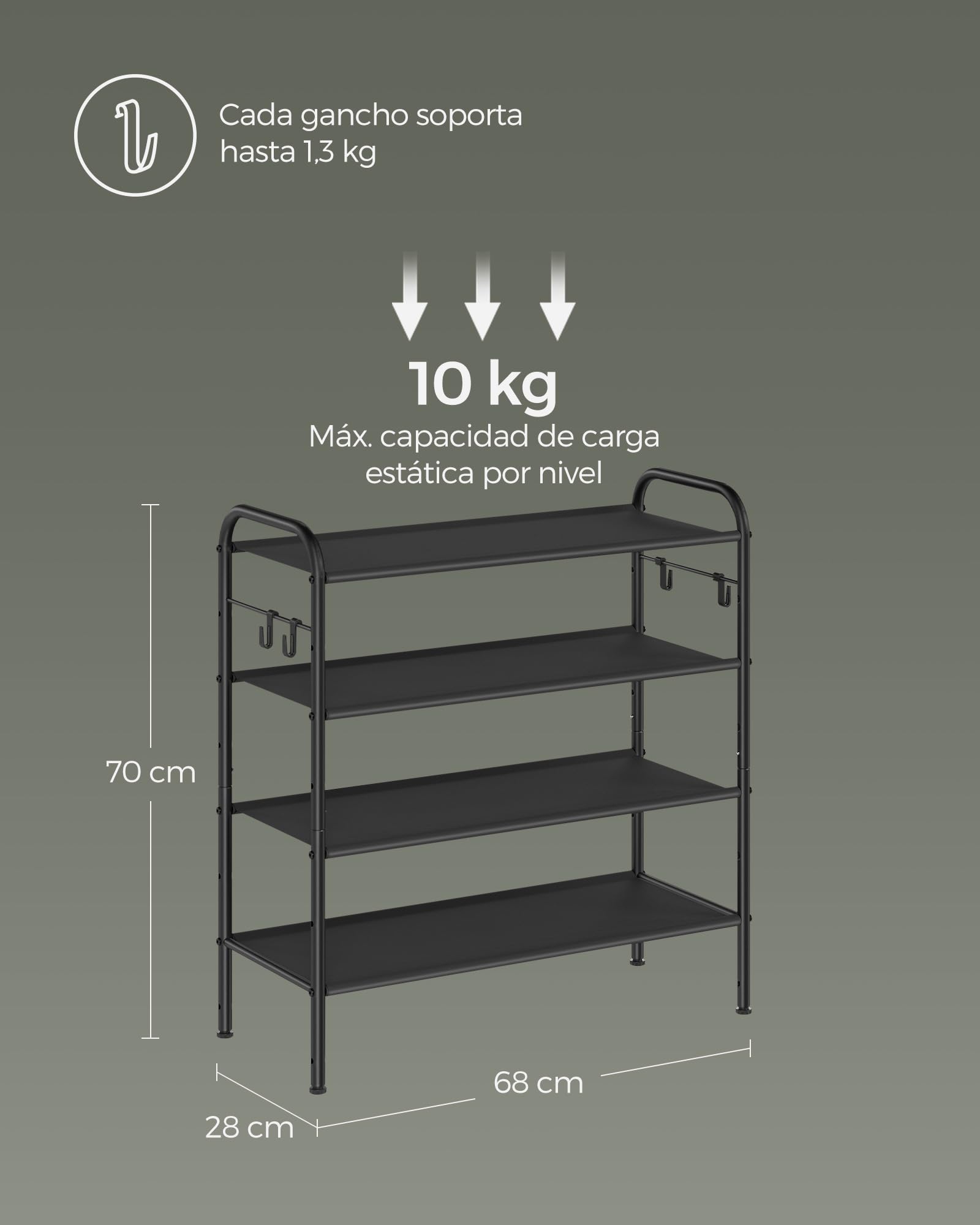Foto 5 | Zapatera de Metal Songmics 4 Niveles