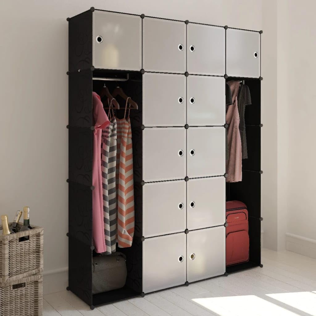 Foto 2 | Armario Modular Vidaxl Negro/blanco Con 14 Compartimentos - Venta Internacional.