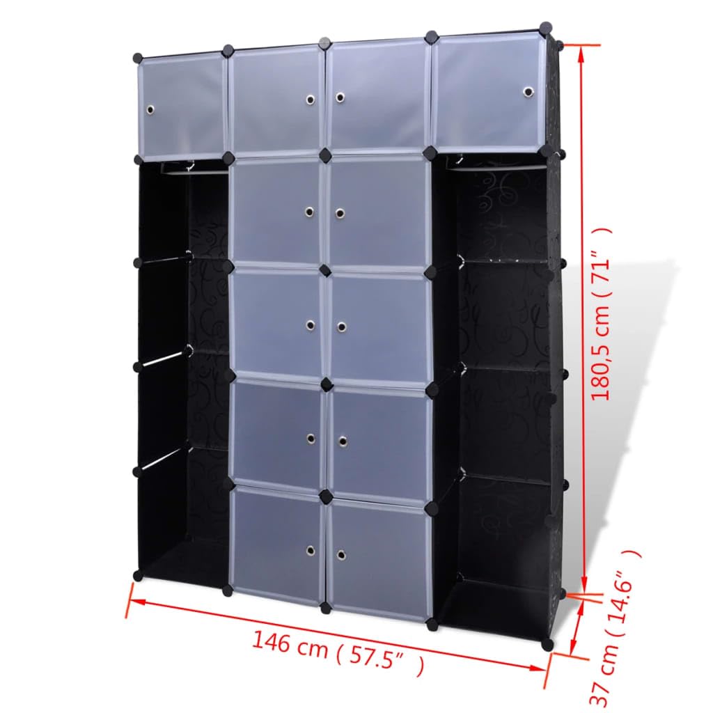 Foto 7 pulgar | Armario Modular Vidaxl Negro/blanco Con 14 Compartimentos - Venta Internacional.