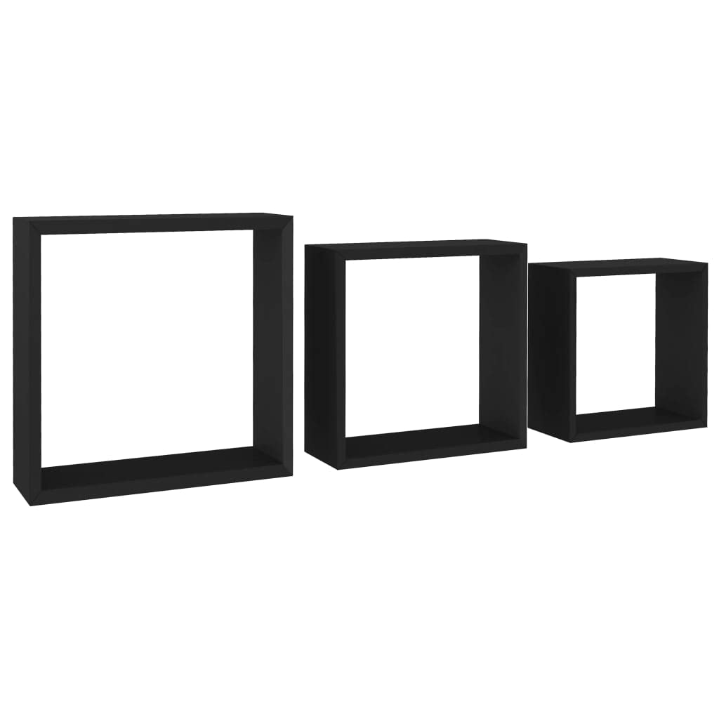 Foto 1 | Estantería Cúbica De Pared Vidaxl  Mdf  3 Unidades  Color Negro - Venta Internacional.