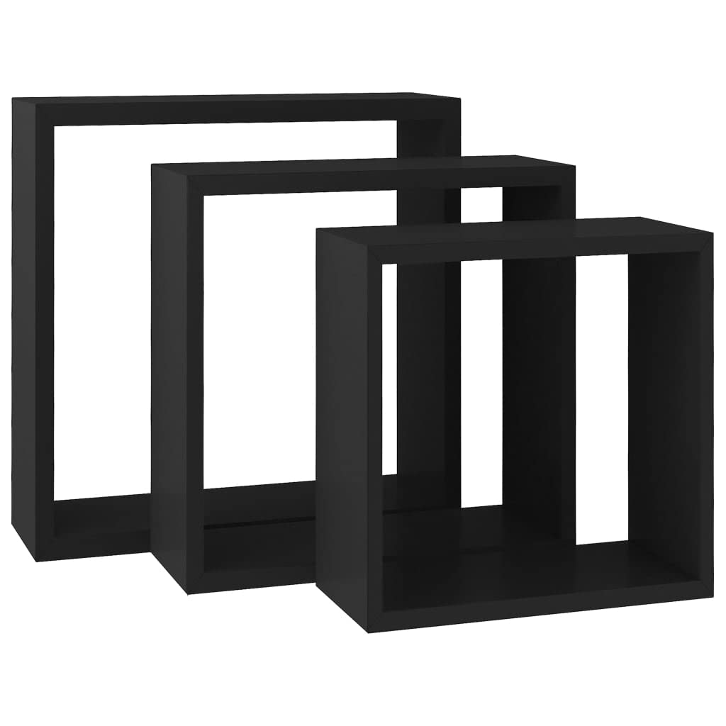 Foto 4 | Estantería Cúbica De Pared Vidaxl  Mdf  3 Unidades  Color Negro - Venta Internacional.