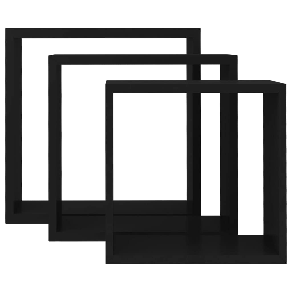 Foto 5 | Estantería Cúbica De Pared Vidaxl  Mdf  3 Unidades  Color Negro - Venta Internacional.