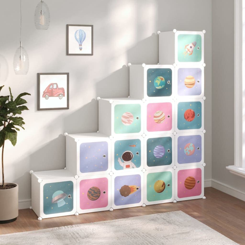Foto 2 | Armario De Almacenamiento En Forma De Cubo Vidaxl Para Niños Con 15 Cubos  Color Blanco - Venta Internacional.