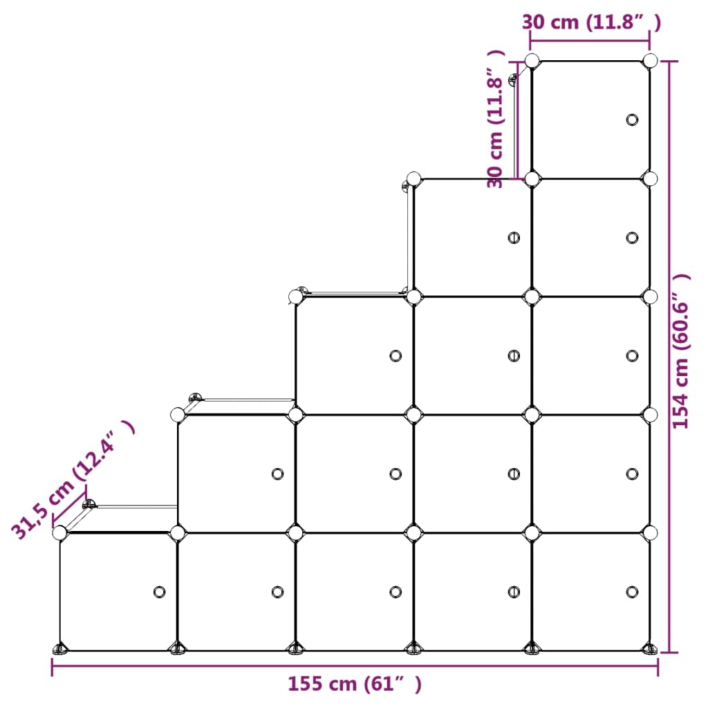 Foto 5 pulgar | Armario De Almacenamiento En Forma De Cubo Vidaxl Para Niños Con 15 Cubos  Color Blanco - Venta Internacional.
