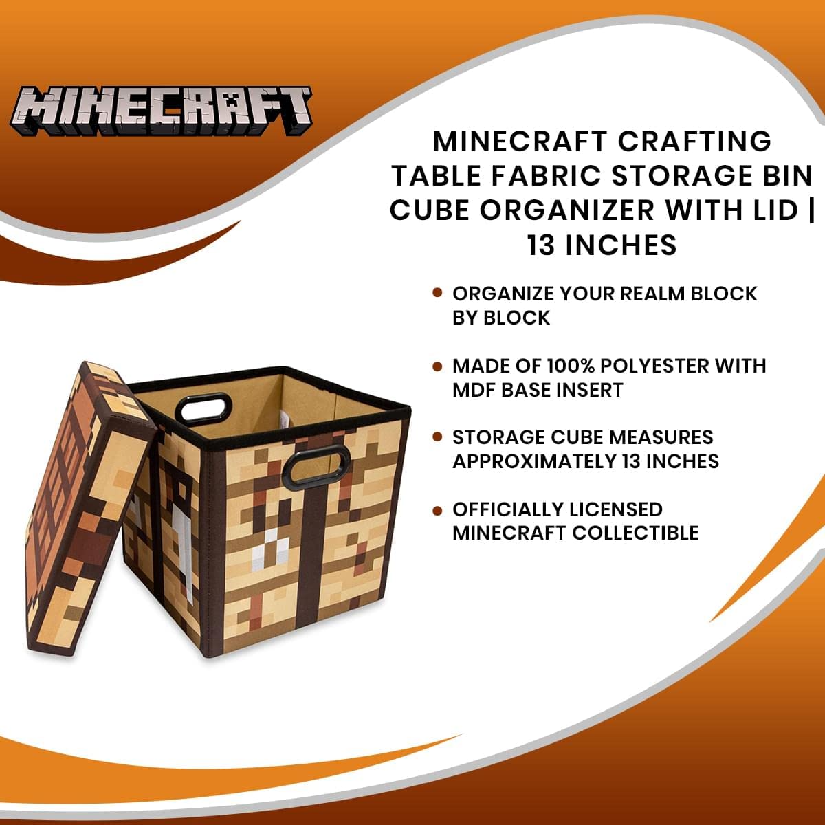 Foto 7 | Baúl De Almacenamiento Para Mesa De Manualidades De Minecraft De 33 Cm Con Tapa - Venta Internacional.
