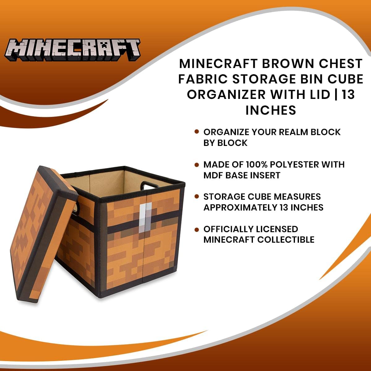 Foto 8 pulgar | Baúl De Almacenamiento Minecraft  Cofre Marrón De 33 Cm Con Tapa - Venta Internacional.