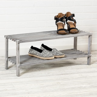 Foto 2 | Zapatera 2 Niveles De Madera Gris