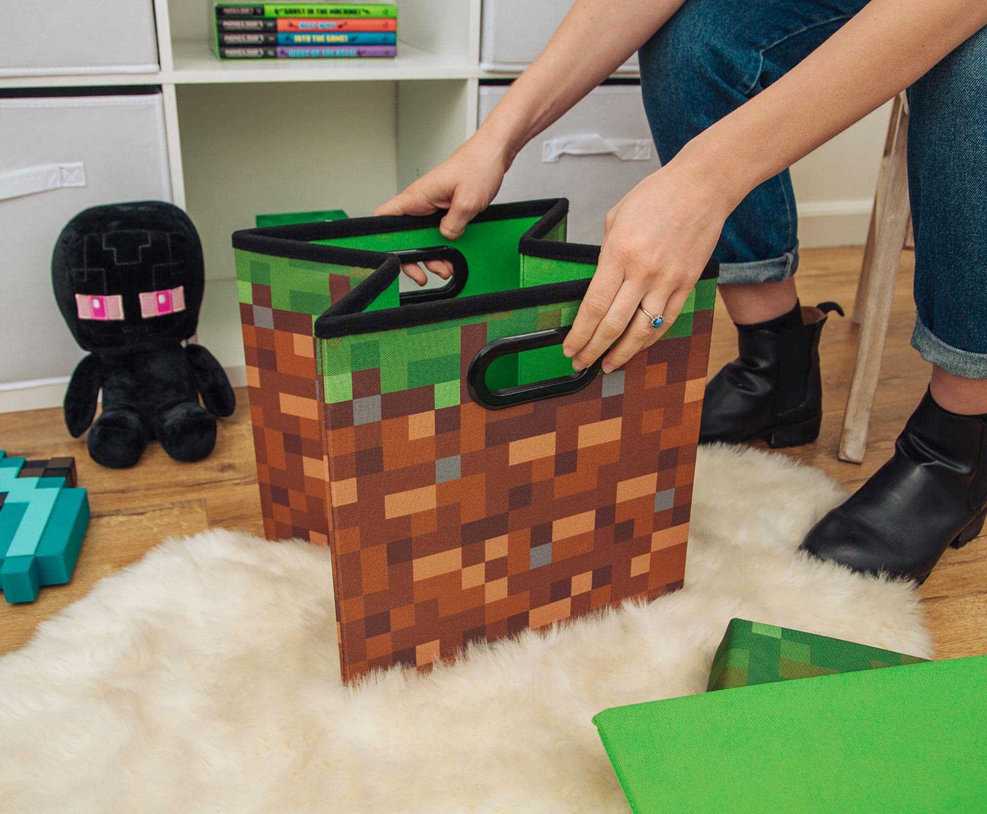 Foto 5 pulgar | Baúl De Almacenamiento Minecraft Grassy Block De 33 Cm Con Tapa - Venta Internacional.