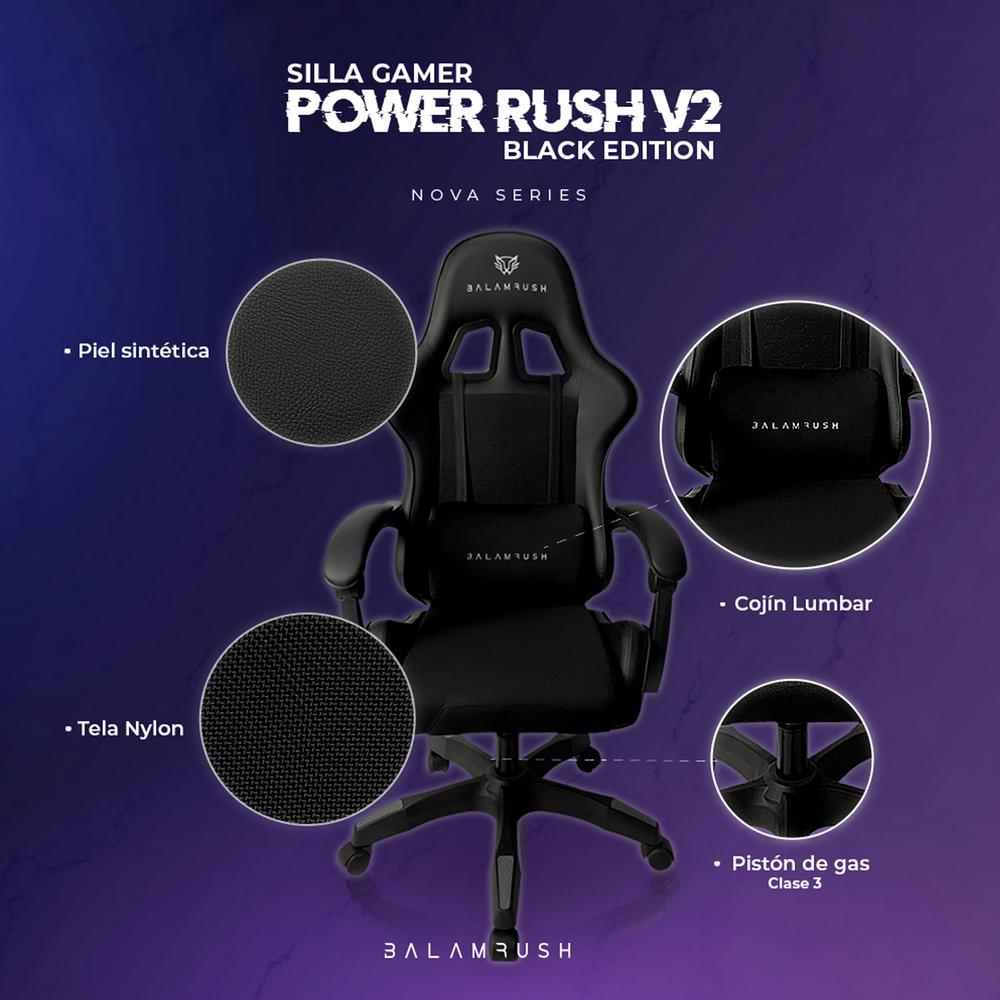 Foto 6 pulgar | Silla Gamer Balam Rush Power Rush V2 Ergonomica Reclinable Black Edition Br-934534