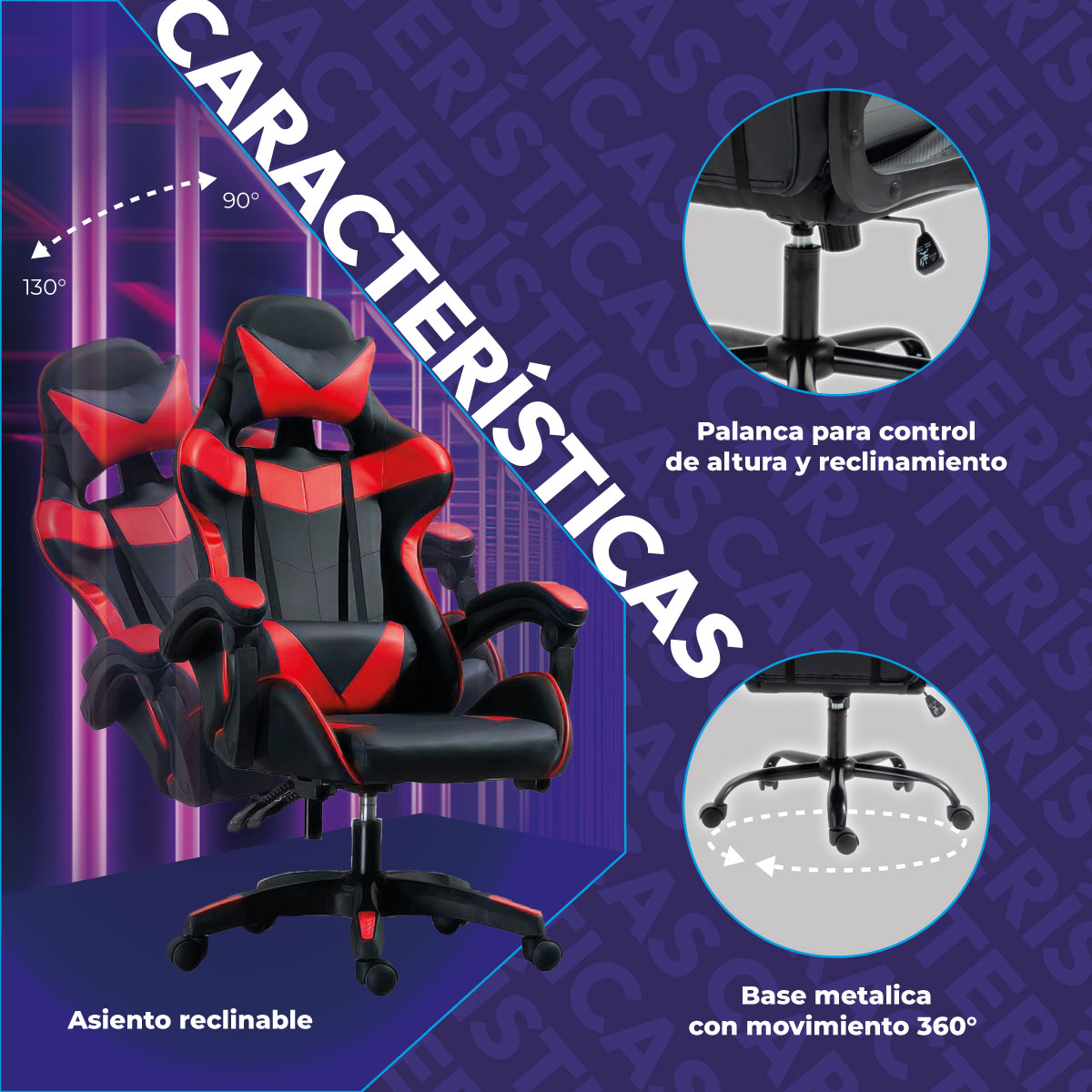 Foto 5 pulgar | Silla Gamer Titano TT-SGSRP color Rojo Reclinable