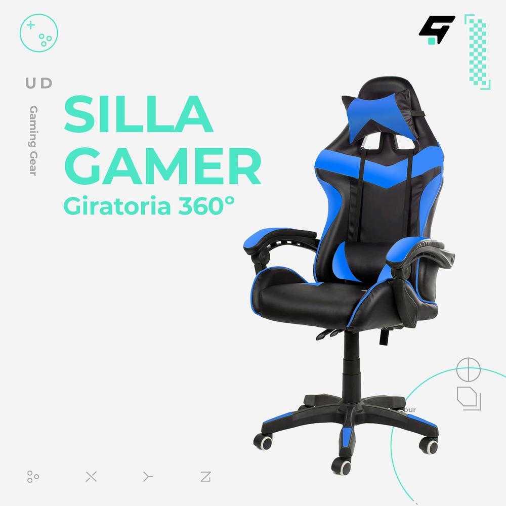 Foto 3 pulgar | Silla Gamer Urban Design DA2606-2 color Azul Reclinable 135°