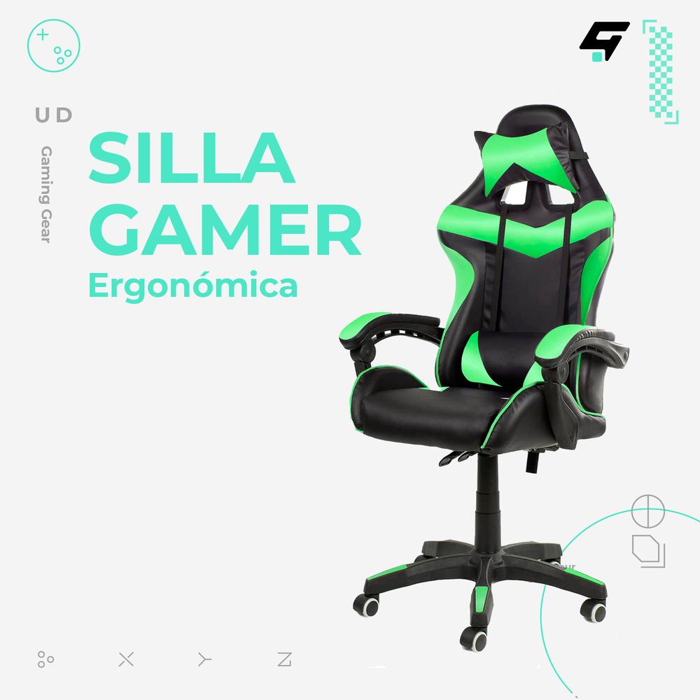 Foto 3 pulgar | Silla Gamer Urban Design DA2606-2 color Verde Reclinable 135°