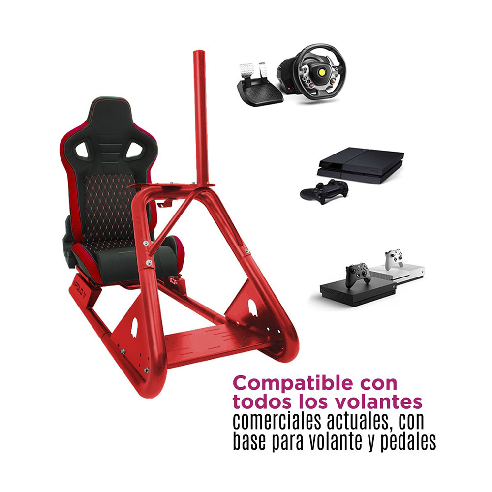 Foto 4 pulgar | Simulador Carreras Gamer Metálico Base Monitor Vanlig color Rojo