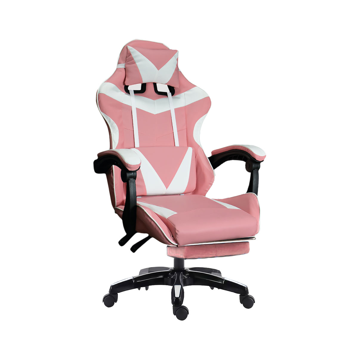 Foto 6 pulgar | Silla Gamer Ergonómica Titano Reclinable con Descansa Pies Rosa