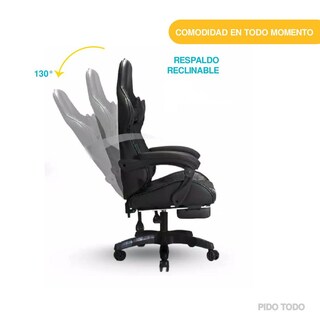 Foto 7 | Silla Gamer Ergonómica Titano Reclinable con Descansa Pies Negra
