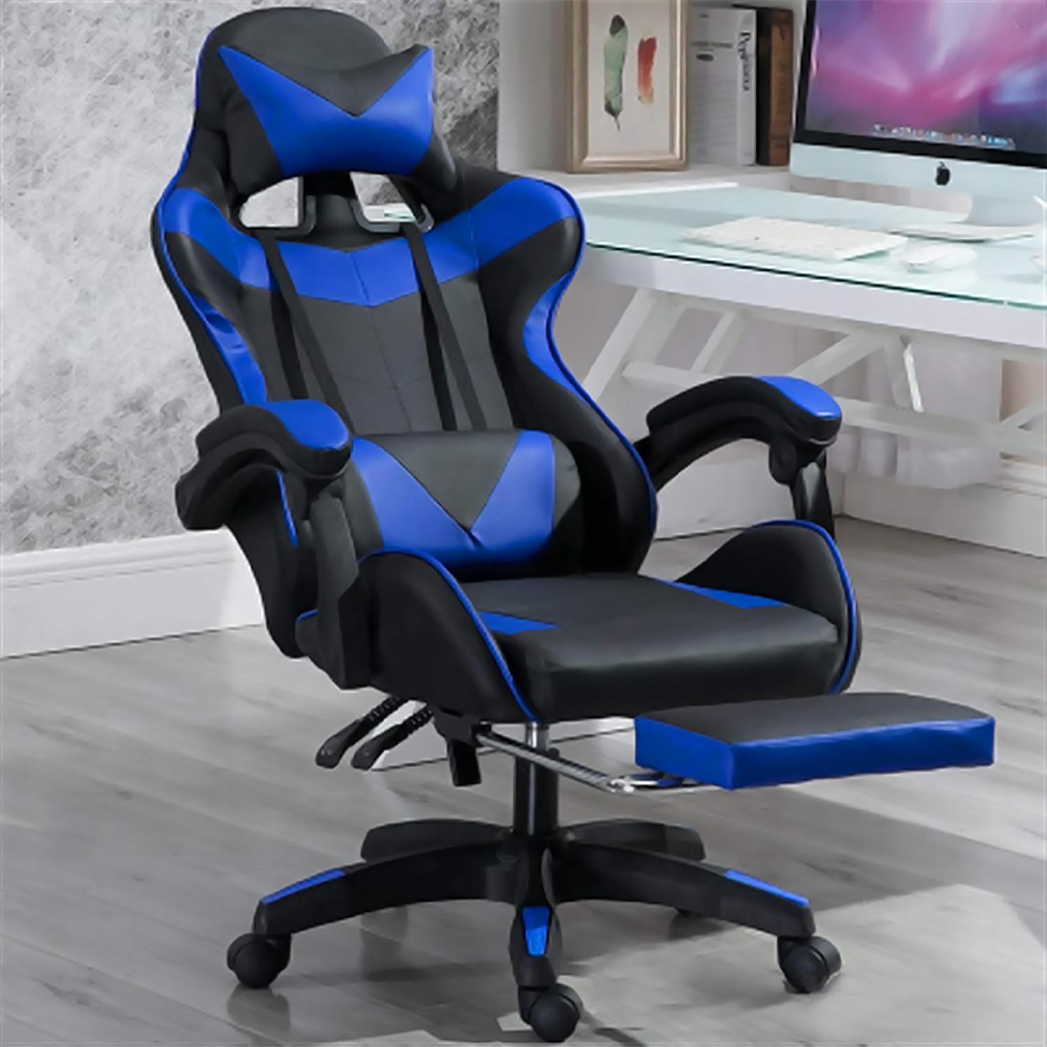 Foto 2 pulgar | Silla Gamer Ergonómica Titano Reclinable con Descansa Pies Azul