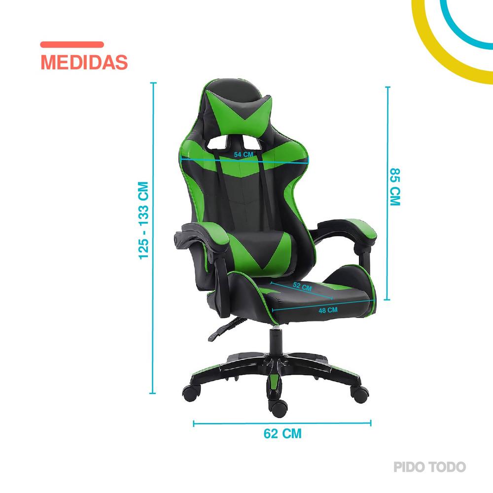 Foto 4 pulgar | Silla Gamer Titano para Escritorio Ergonómica color Verde