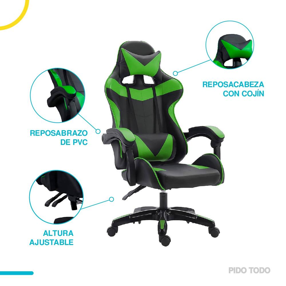 Foto 6 pulgar | Silla Gamer Titano para Escritorio Ergonómica color Verde