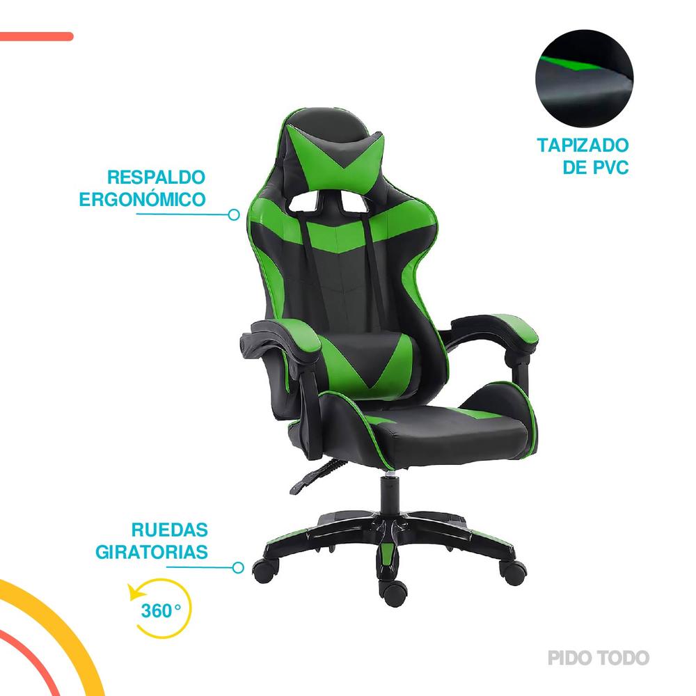 Foto 7 pulgar | Silla Gamer Titano para Escritorio Ergonómica color Verde