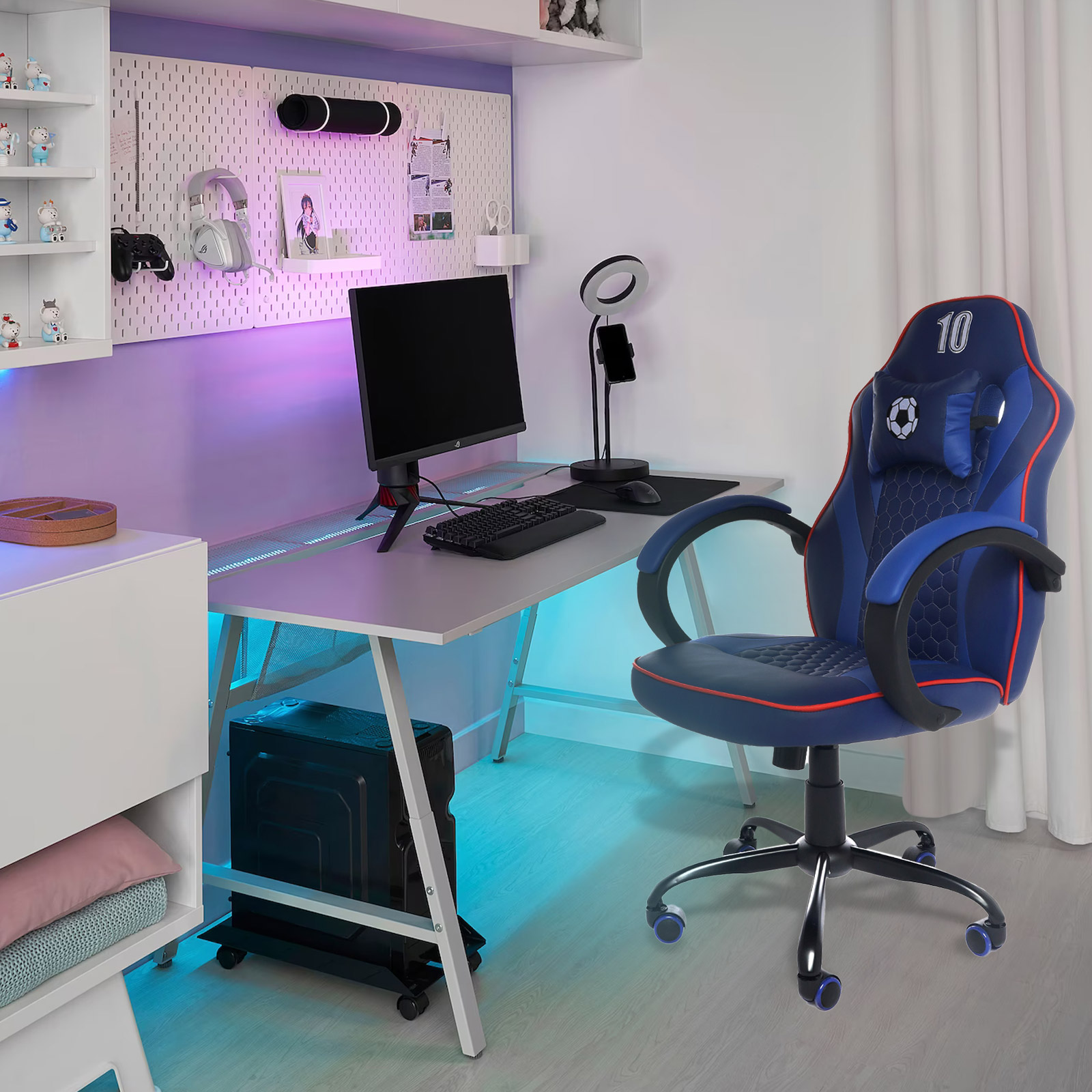 Foto 8 pulgar | Silla Gamer EKE Life Home G2226 color Azul Reclinable Ergonómica Cómoda