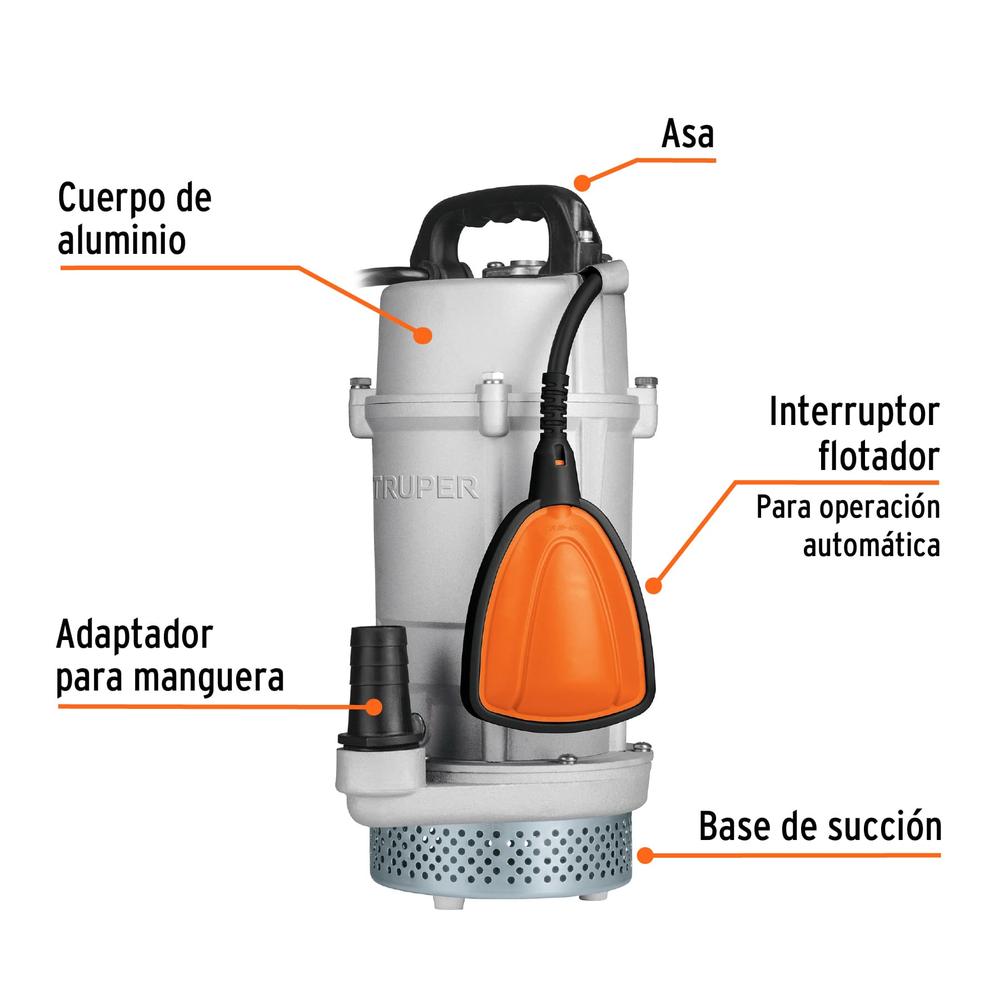 Foto 5 pulgar | Bomba Sumergible Metálica Truper para Agua Limpia Uso Rudo 3/4 Hp