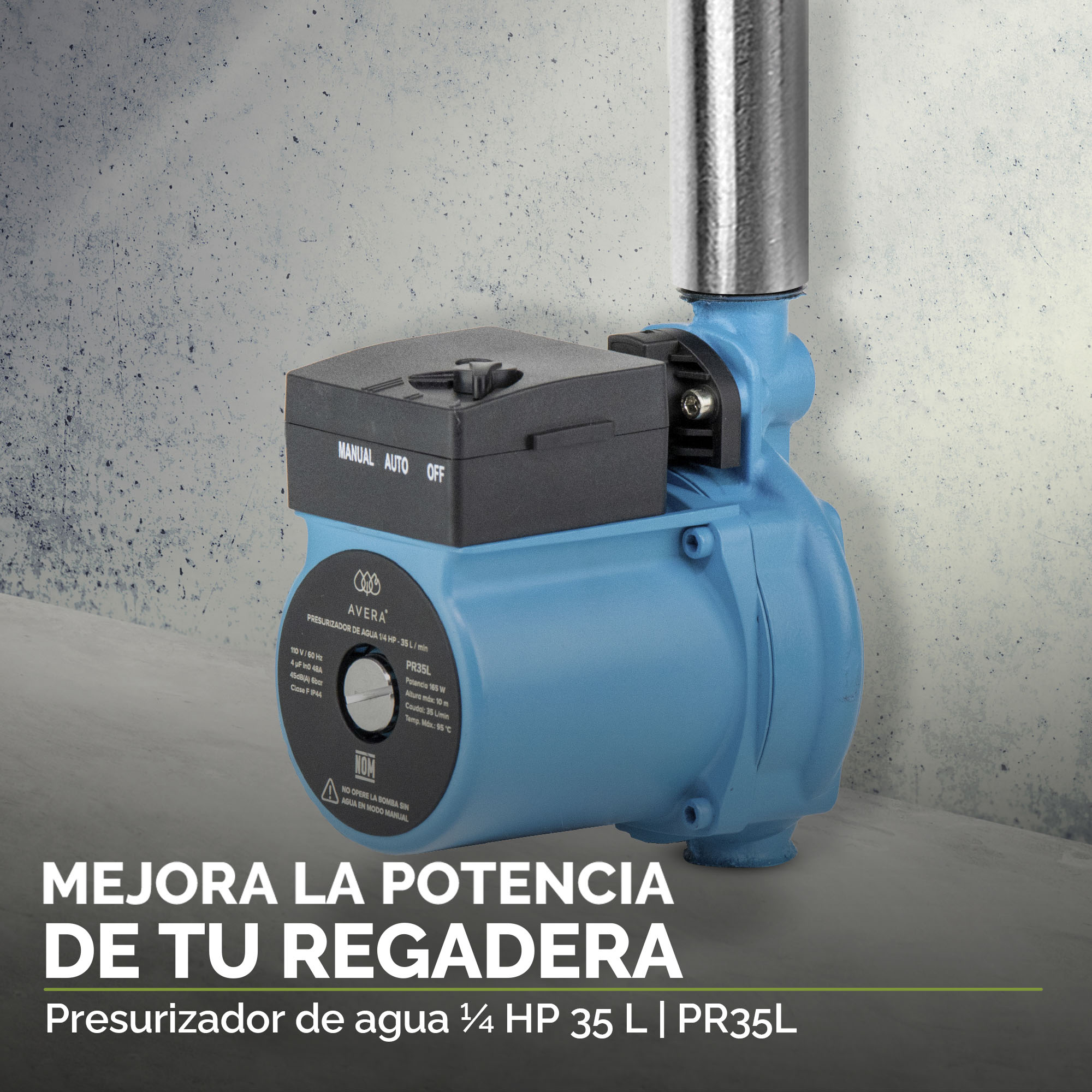 Foto 6 pulgar | Bomba Presurizadora de Agua Automática 1/4 Hp Avera Pr35l color Azul