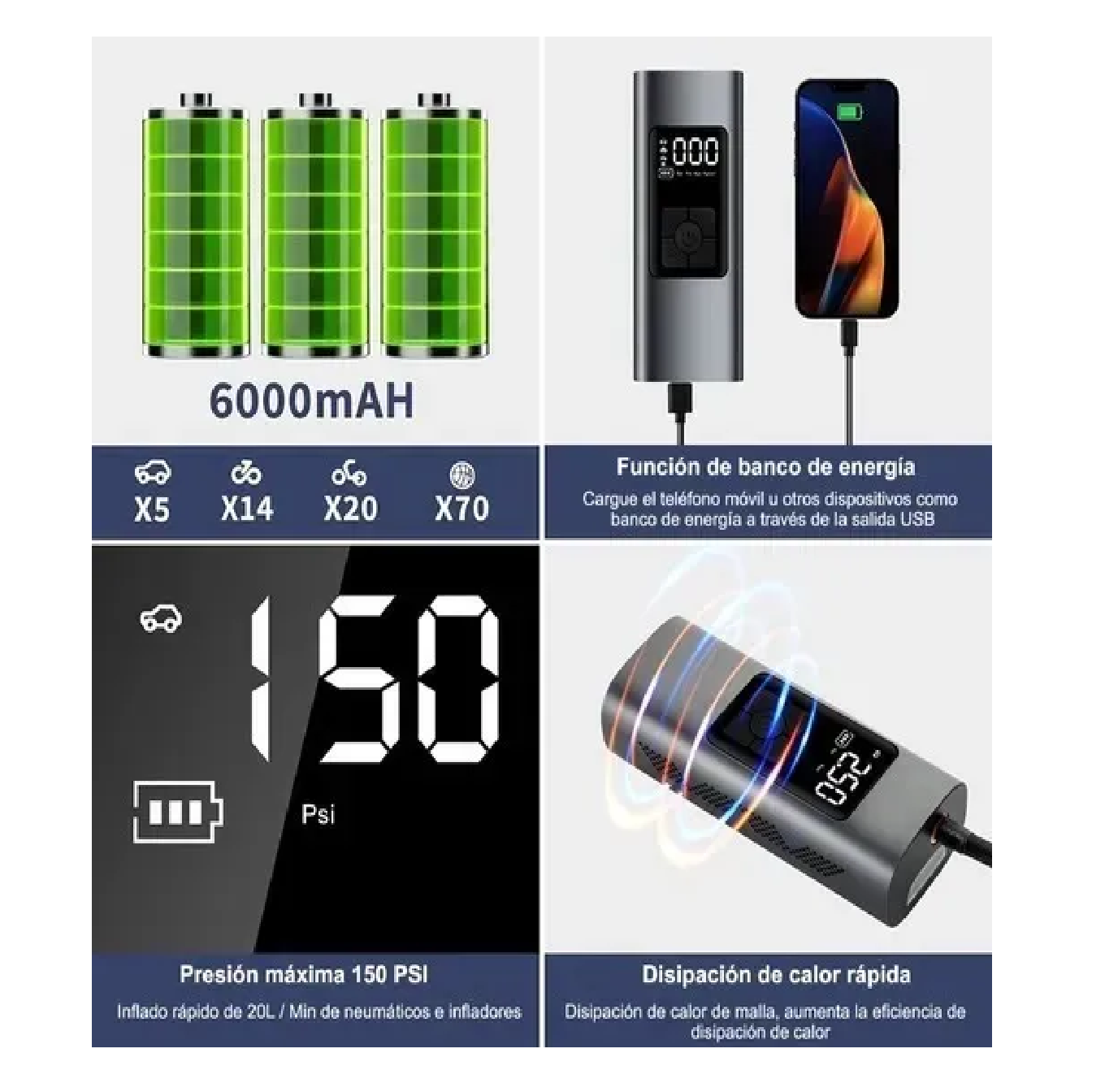 Foto 4 pulgar | Bomba Inflador de Aire Eléctrica Eo Safe Imports Portátil