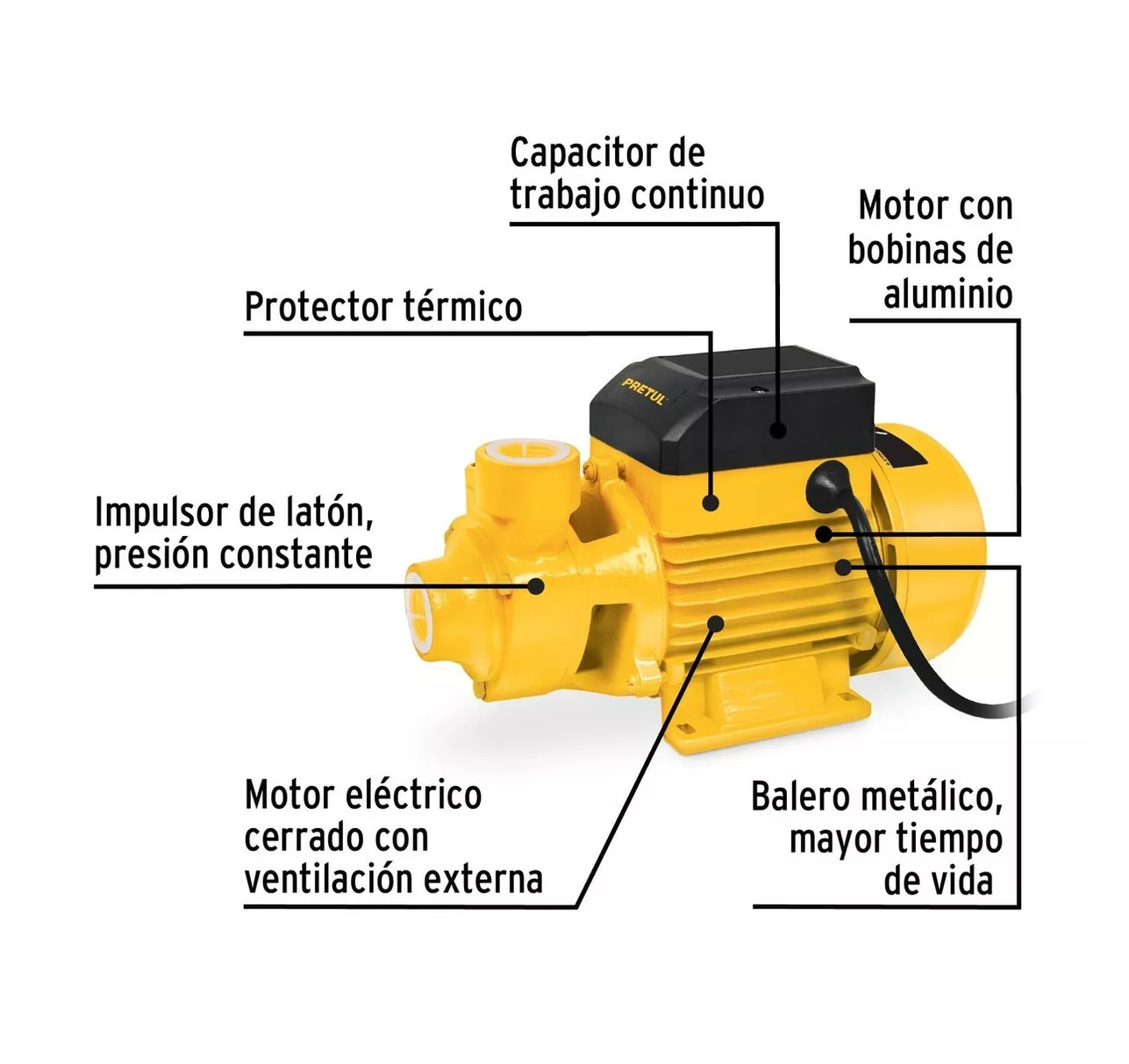 Foto 5 pulgar | Bomba Periférica Monofásica Pretul 60hz 127v Amarillo