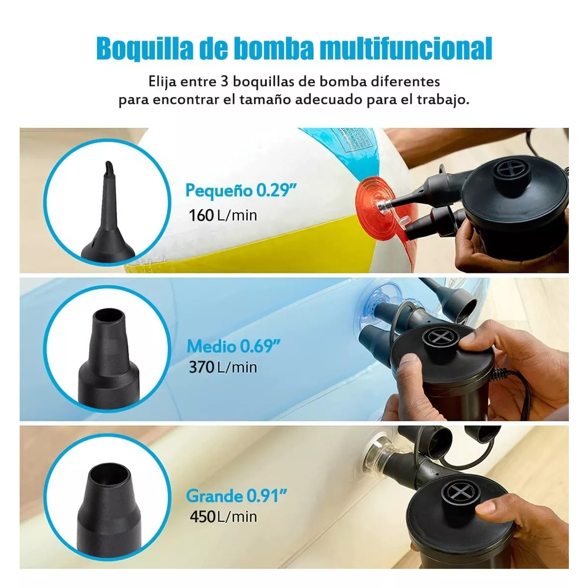 Foto 6 pulgar | Bomba De Aire Eléctrica Para Colchones Y Piscinas Inflables Eo Safe Imports Esi-10584 Negro