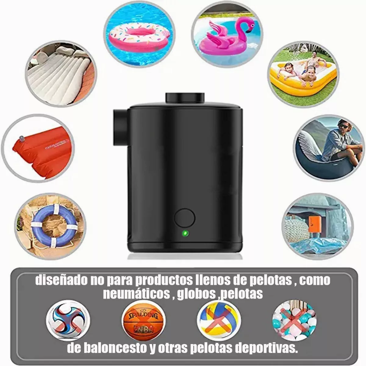 Foto 4 pulgar | Inflador Eléctrico Para Colchón Inflable Y Piscina Eo Safe Imports Esi-11293 Negro