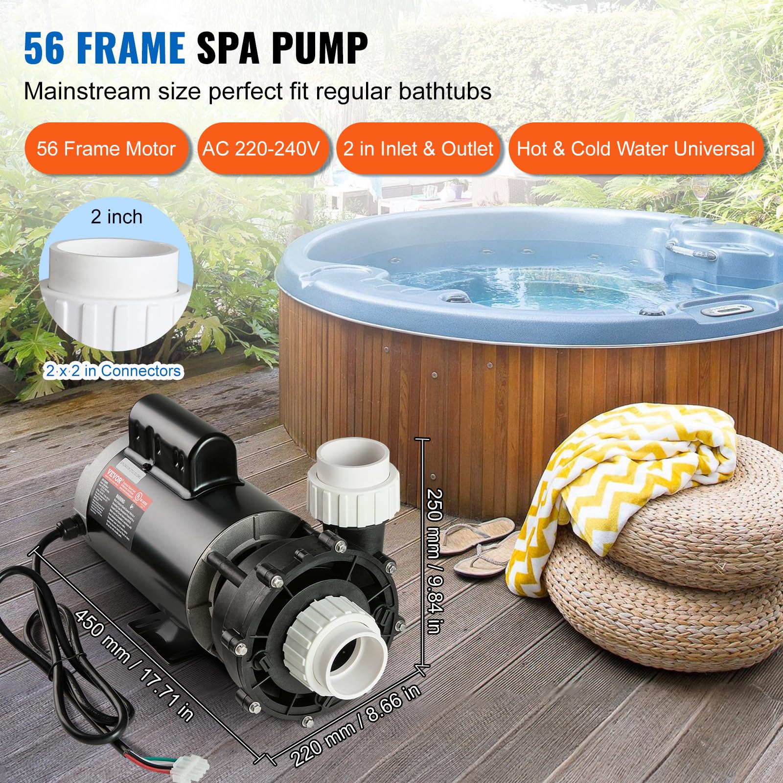 Foto 3 pulgar | Bomba Spa Vevor De 2 Velocidades, 3 Hp, 200 M³/h, 220 V, Para Bañera De Hidromasaje - Venta Internacional.