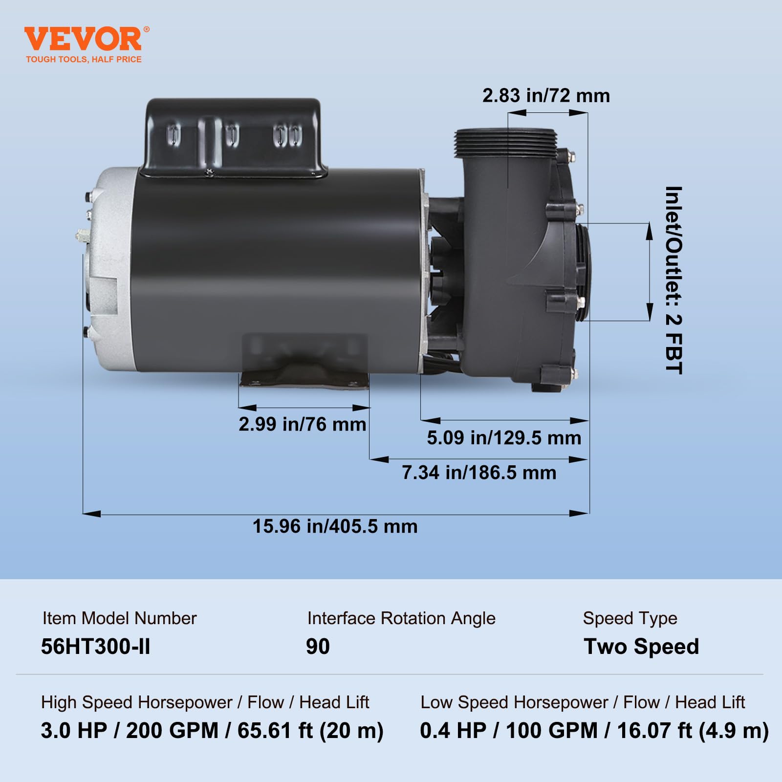 Foto 8 pulgar | Bomba Spa Vevor De 2 Velocidades, 3 Hp, 200 M³/h, 220 V, Para Bañera De Hidromasaje - Venta Internacional.
