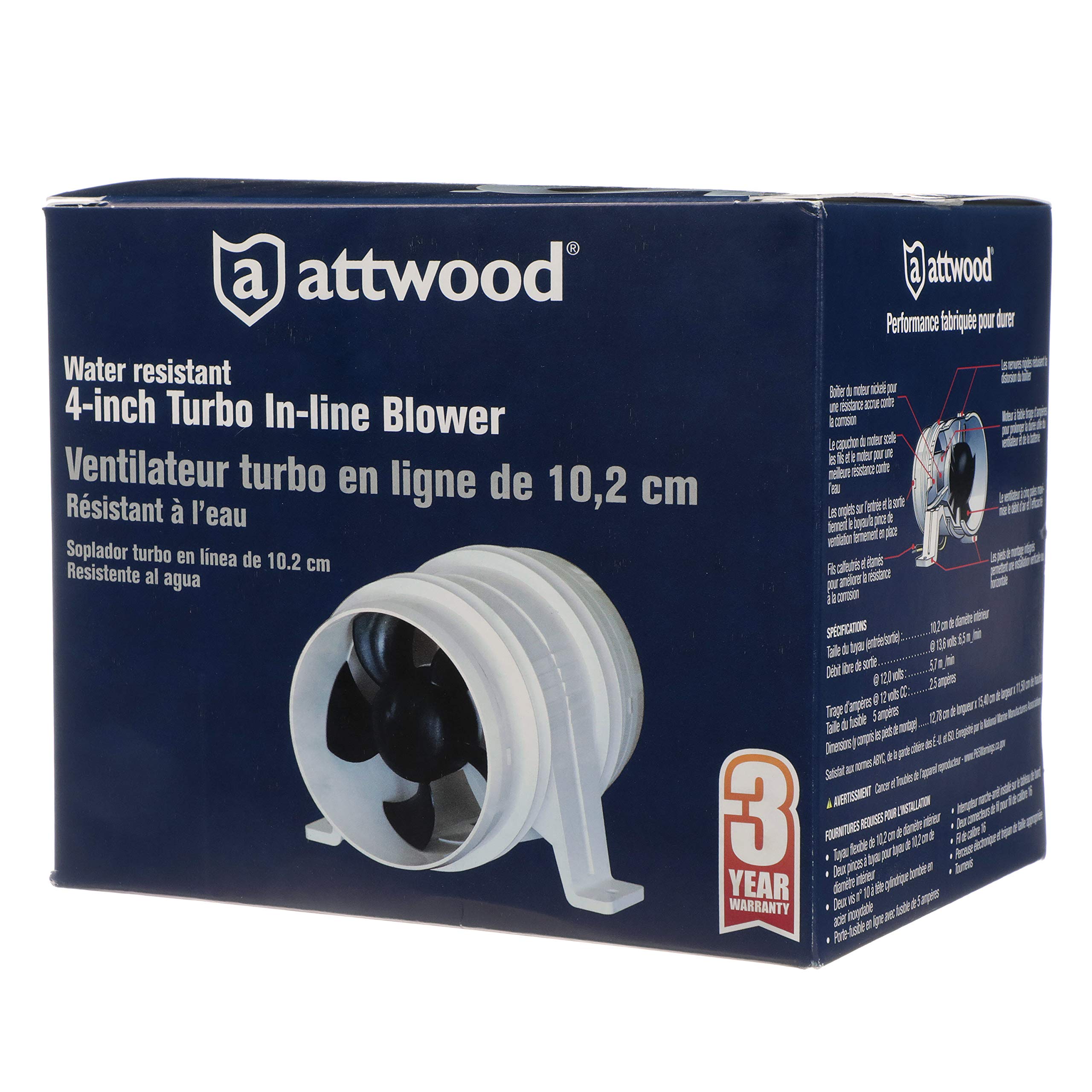 Foto 7 pulgar | Soplador En Línea Attwood Turbo 4000 Serie Ii, 12 V, 4 Pulgadas - Venta Internacional.