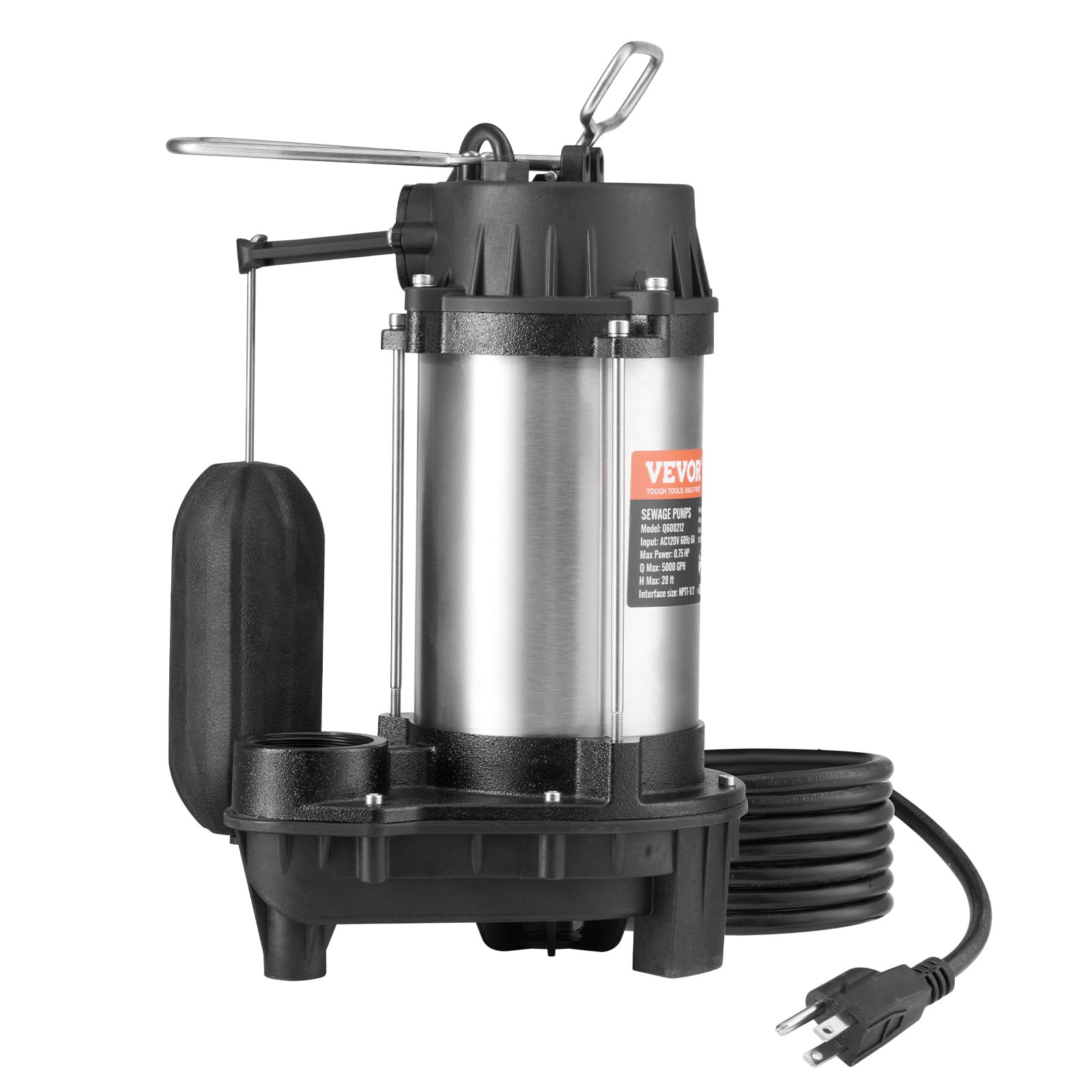 Bomba De Sumidero Sumergible Vevor 0.75hp 5000lph 8.5 M Lift - Venta Internacional.