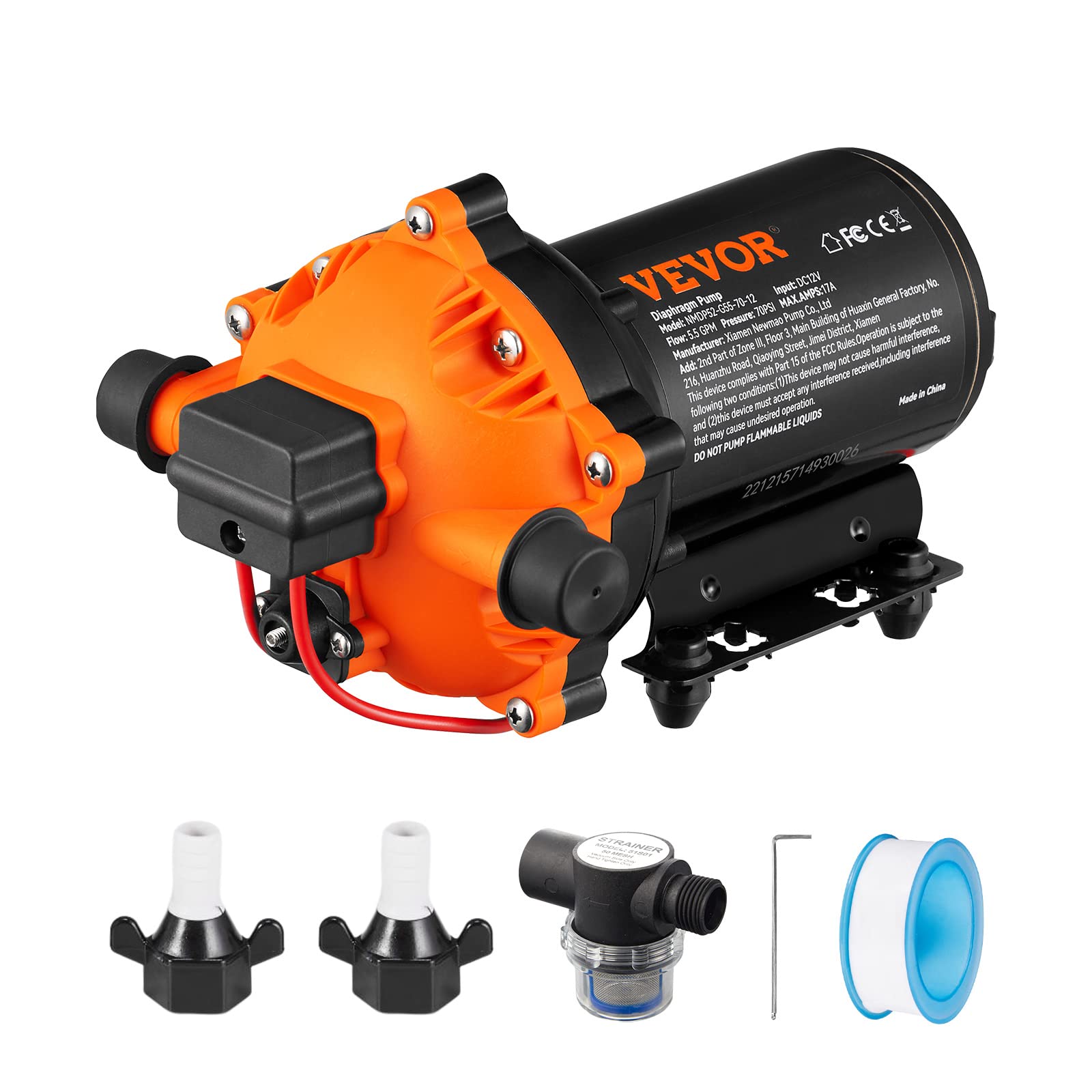 Foto 1 | Bomba De Diafragma De Agua Vevor 12v Dc 21 Lpm 4.8 Bar Self-primin - Venta Internacional.