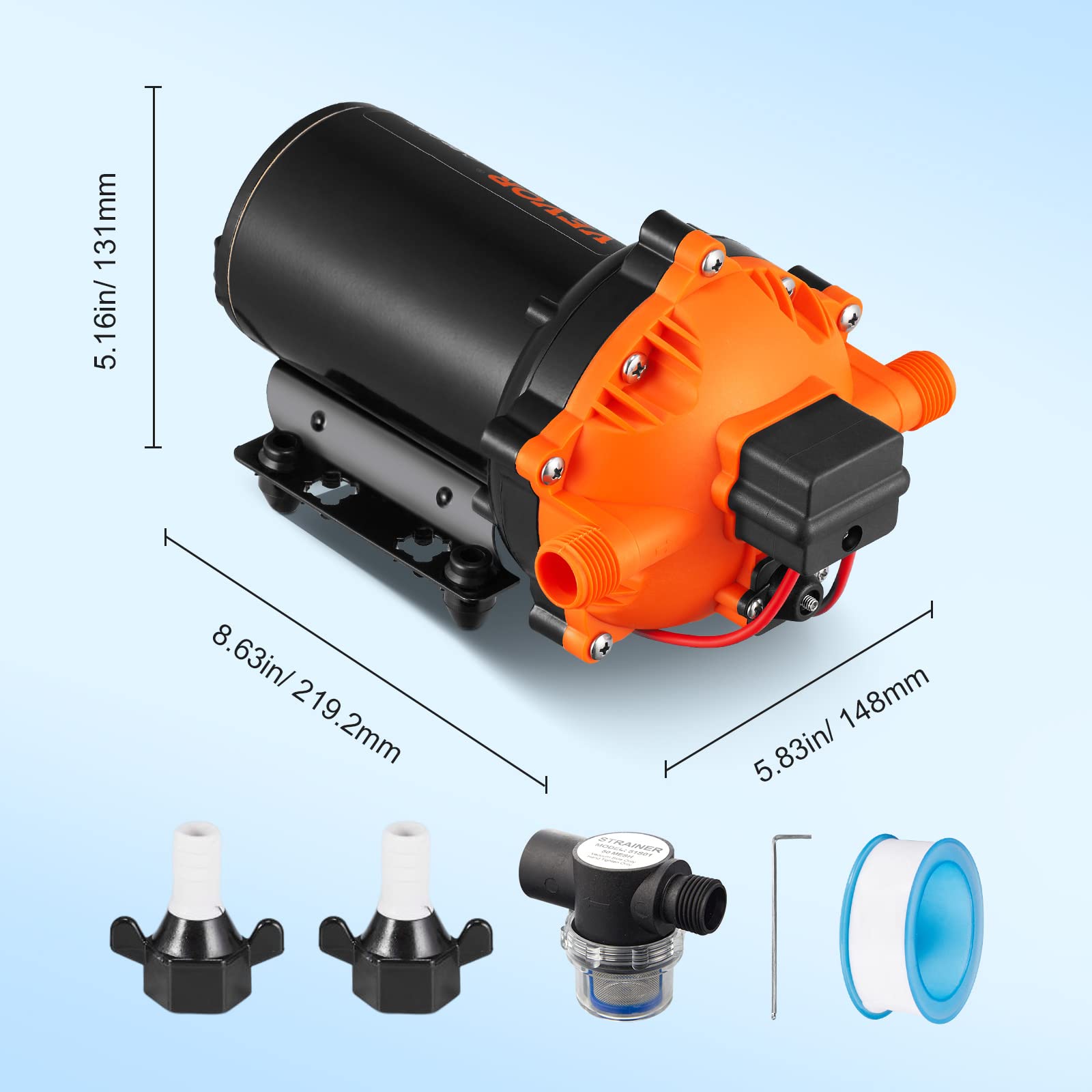 Foto 7 | Bomba De Diafragma De Agua Vevor 12v Dc 21 Lpm 4.8 Bar Self-primin - Venta Internacional.
