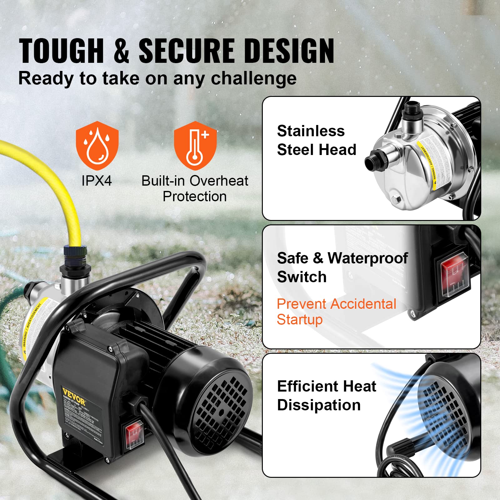 Foto 4 | Bomba Portátil Para Pozos Poco Profundos Vevor 1.5 Hp 1200 Gph 115v - Venta Internacional.