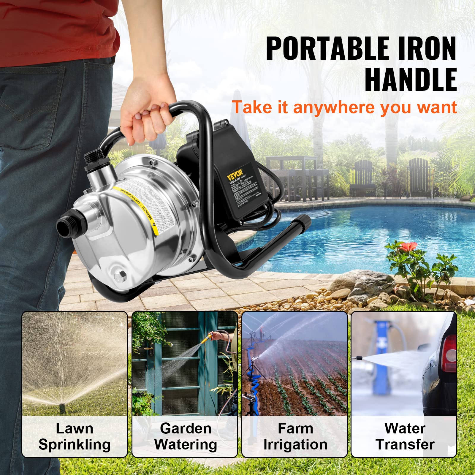 Foto 5 | Bomba Portátil Para Pozos Poco Profundos Vevor 1.5 Hp 1200 Gph 115v - Venta Internacional.