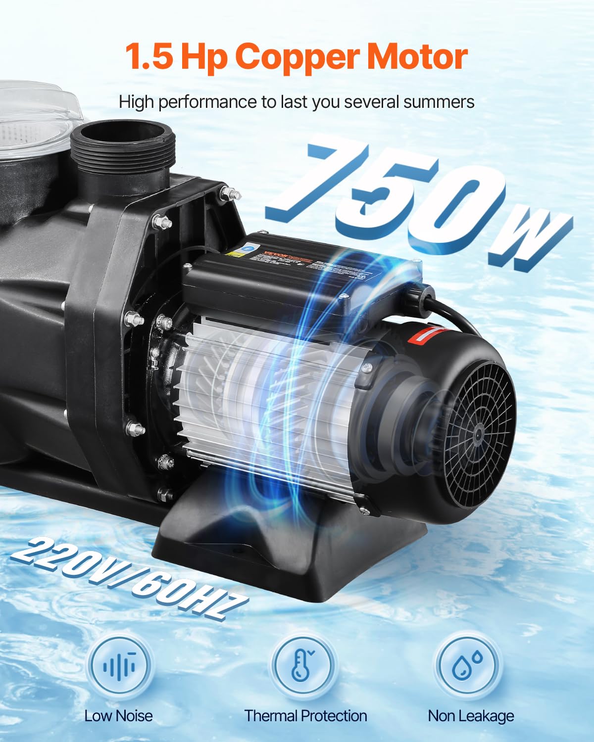 Foto 4 pulgar | Bomba Para Piscina Vevor In/abog Suelo De 1,5 Hp, Autocebante, 460 Lpm - Venta Internacional.