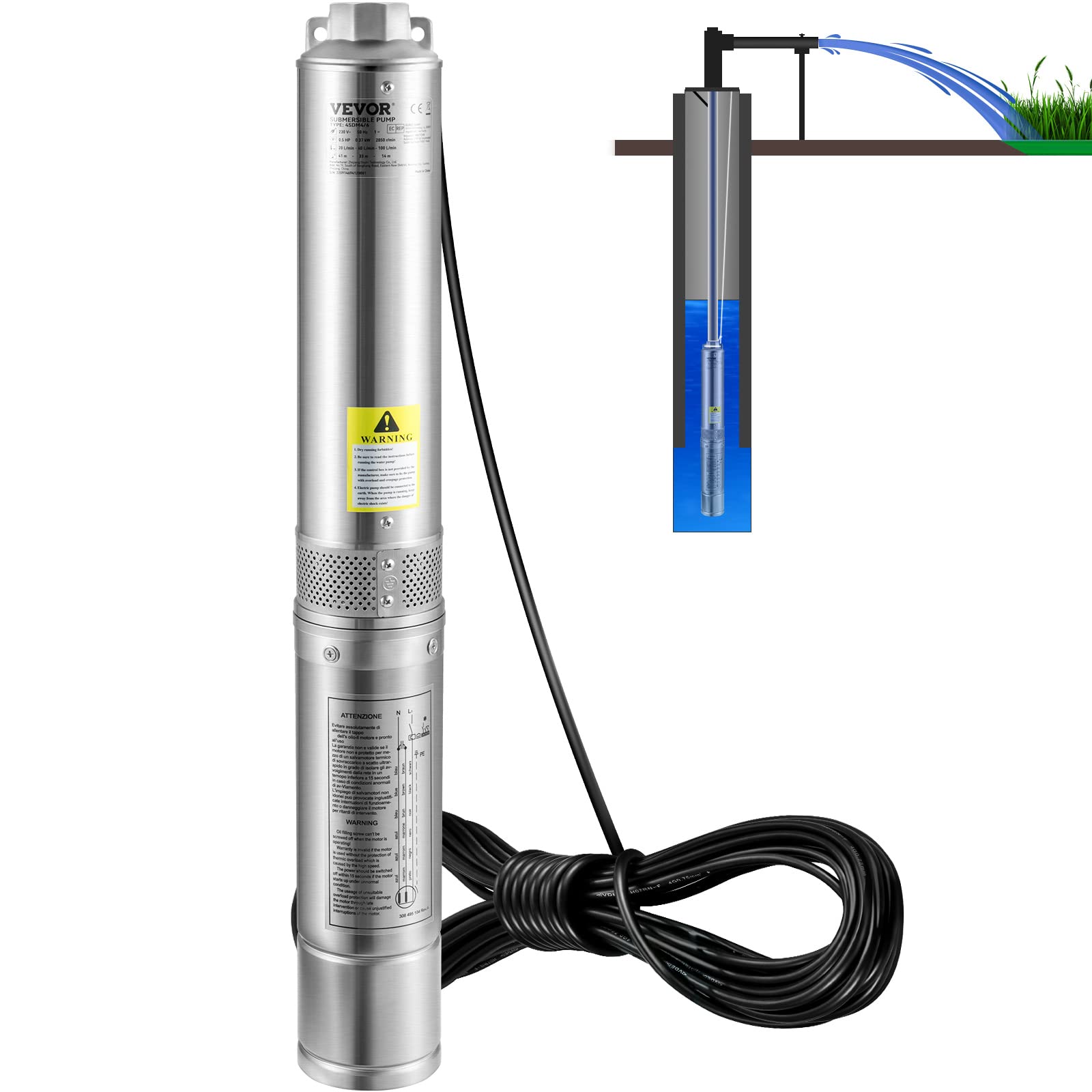 Foto 2 pulgar | Bomba Sumergible Deep Well Vevor 2hp/1500w 230v 37gpm 427ft - Venta Internacional.