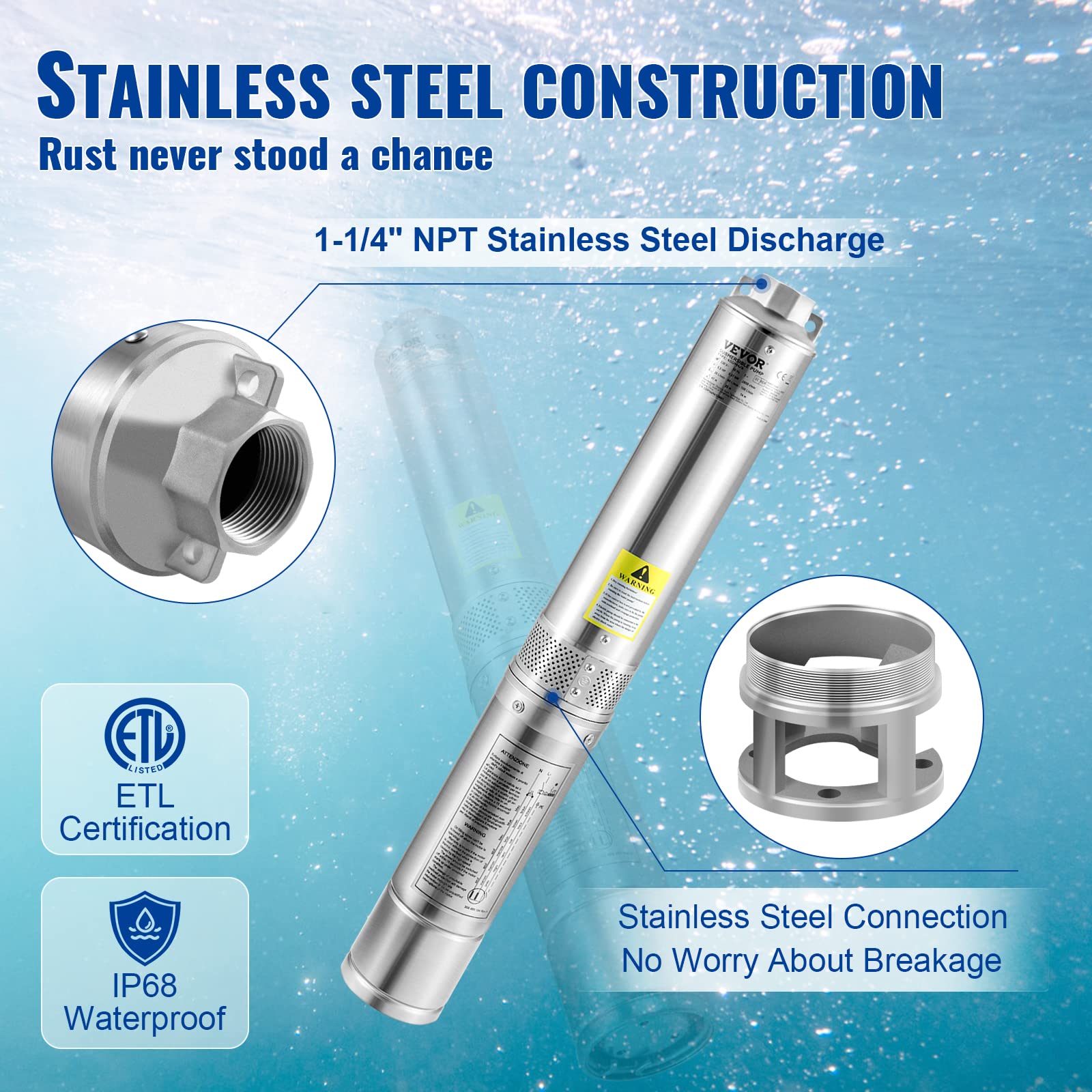 Foto 5 pulgar | Bomba Sumergible Deep Well Vevor 2hp/1500w 230v 37gpm 427ft - Venta Internacional.