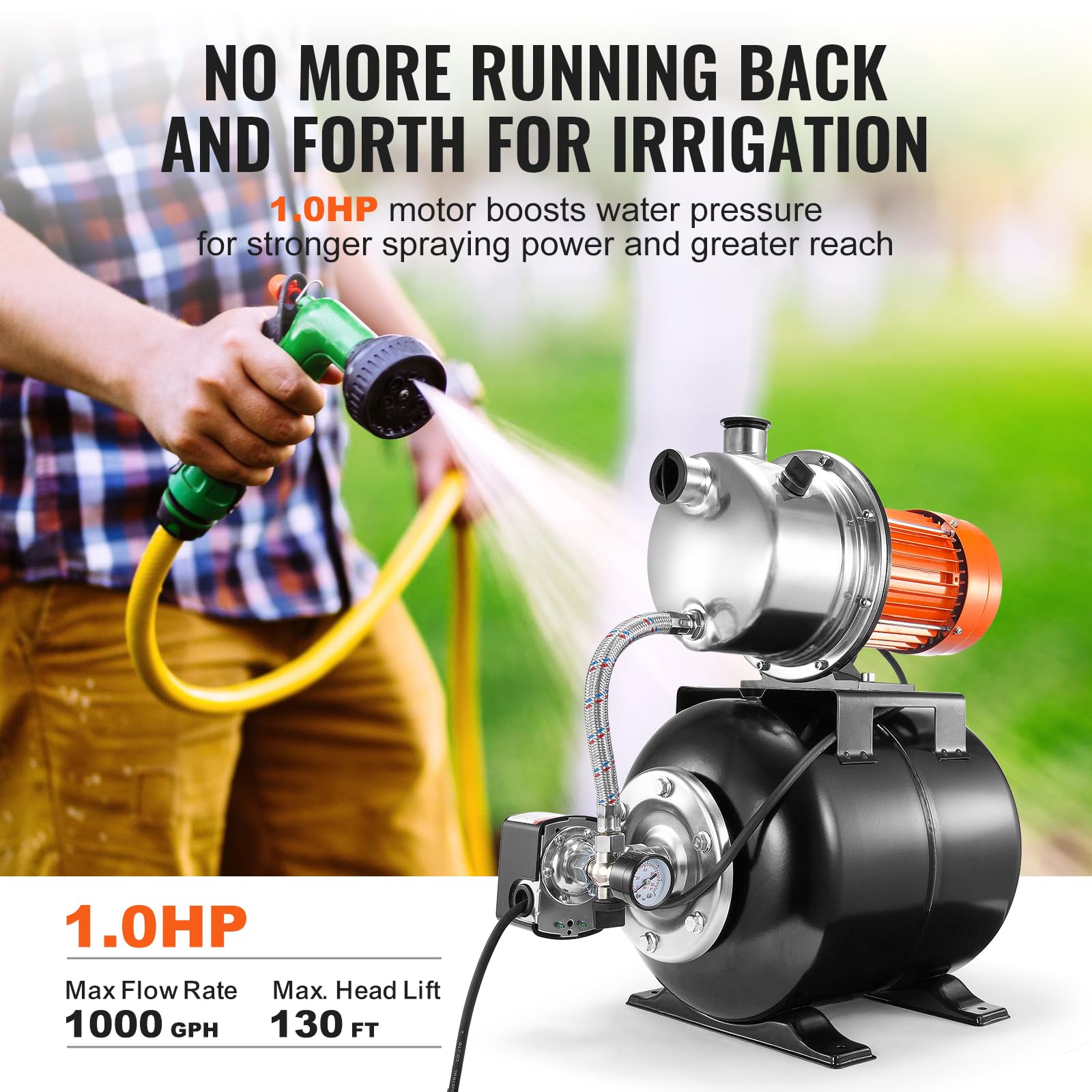 Foto 4 pulgar | Bomba Para Pozos Poco Profundos Vevor 1 Hp 1000 Gph Con Tanque De Presión - Venta Internacional.