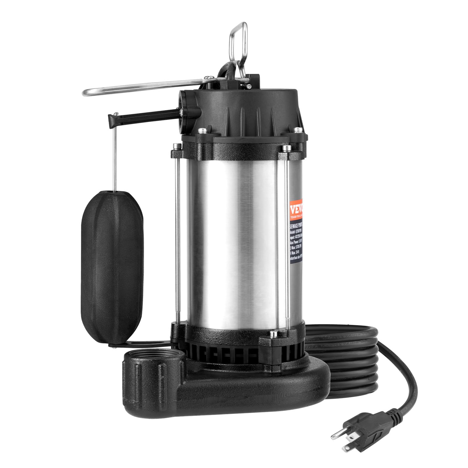 Foto 1 | Bomba De Sumidero Sumergible Vevor, 1 Hp, 21.845 Lph, 10 M De Elevación, Hierro Fundido - Venta Internacional.