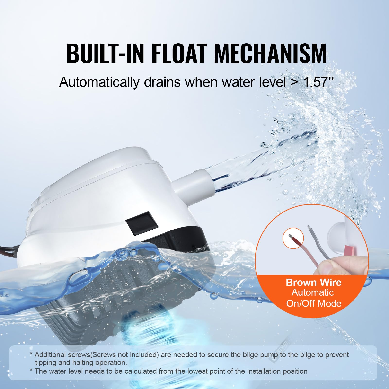 Foto 5 | Bomba De Achique Vevor 750gph, 12 V, Barco Sumergible Automático - Venta Internacional.