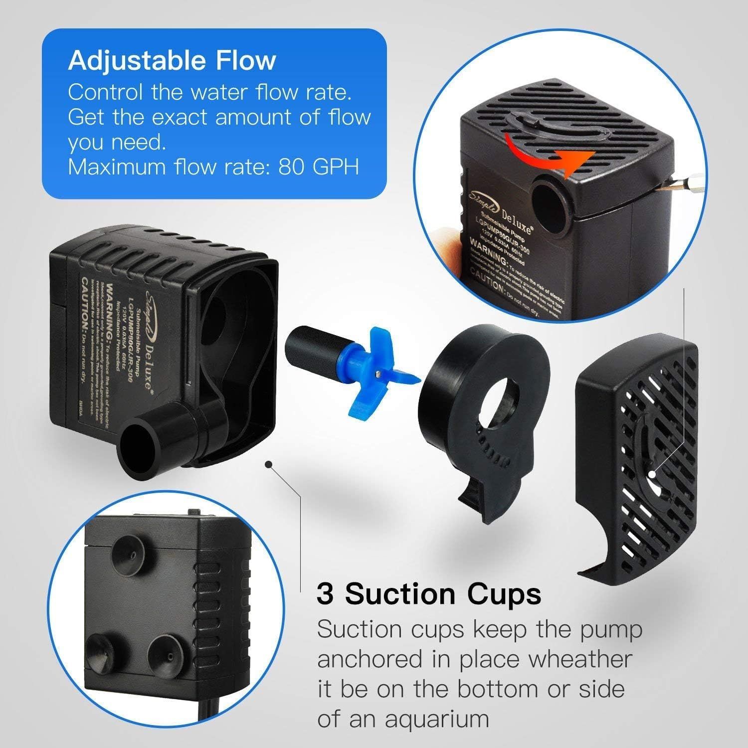 Foto 4 pulgar | Bomba De Agua Simple Deluxe 300l/h (80 Gph) 3.6w Para Acuario - Venta Internacional.