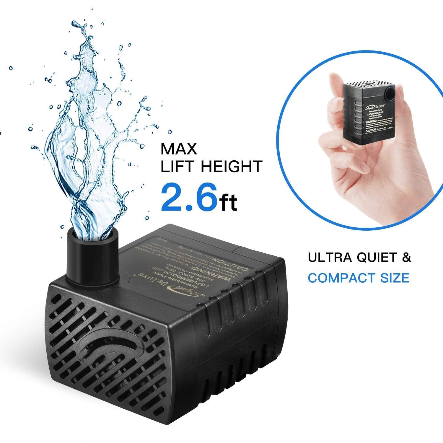 Foto 7 pulgar | Bomba De Agua Simple Deluxe 300l/h (80 Gph) 3.6w Para Acuario - Venta Internacional.