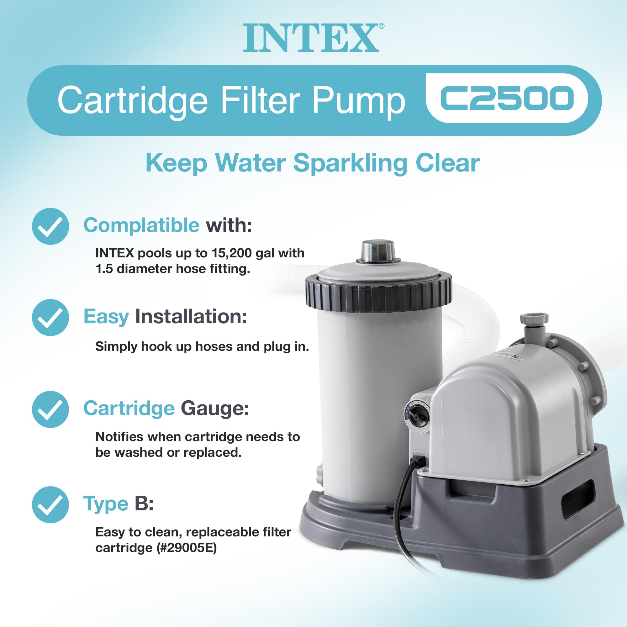 Foto 3 pulgar | Sistema De Bomba Con Filtro De Cartucho Para Piscinas Intex 2500l/h - Venta Internacional.