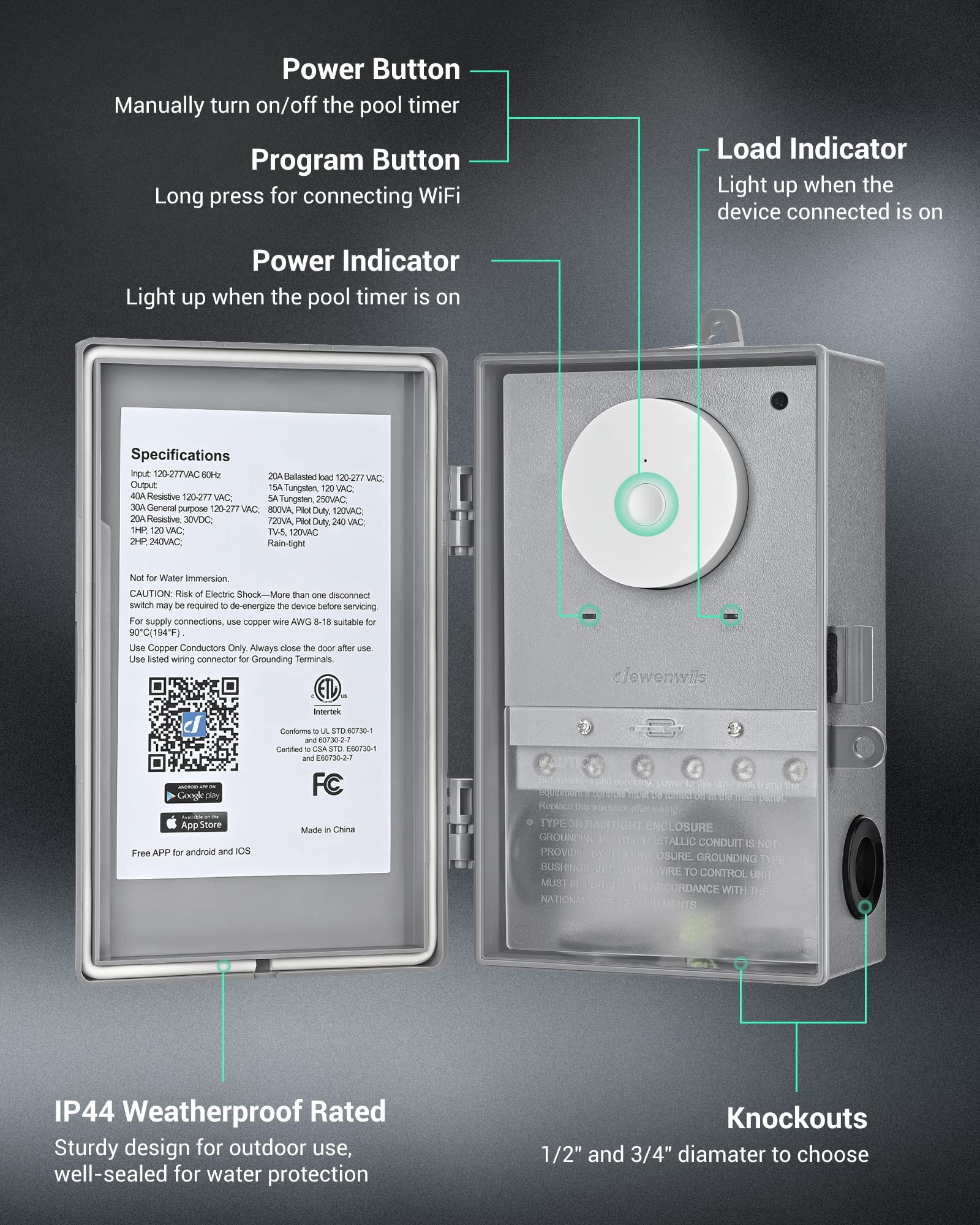 Foto 7 | Temporizador Para Piscina Dewenwils, Wifi, 40 A, 120-277 V, 2 Hp Con Alexa - Venta Internacional.
