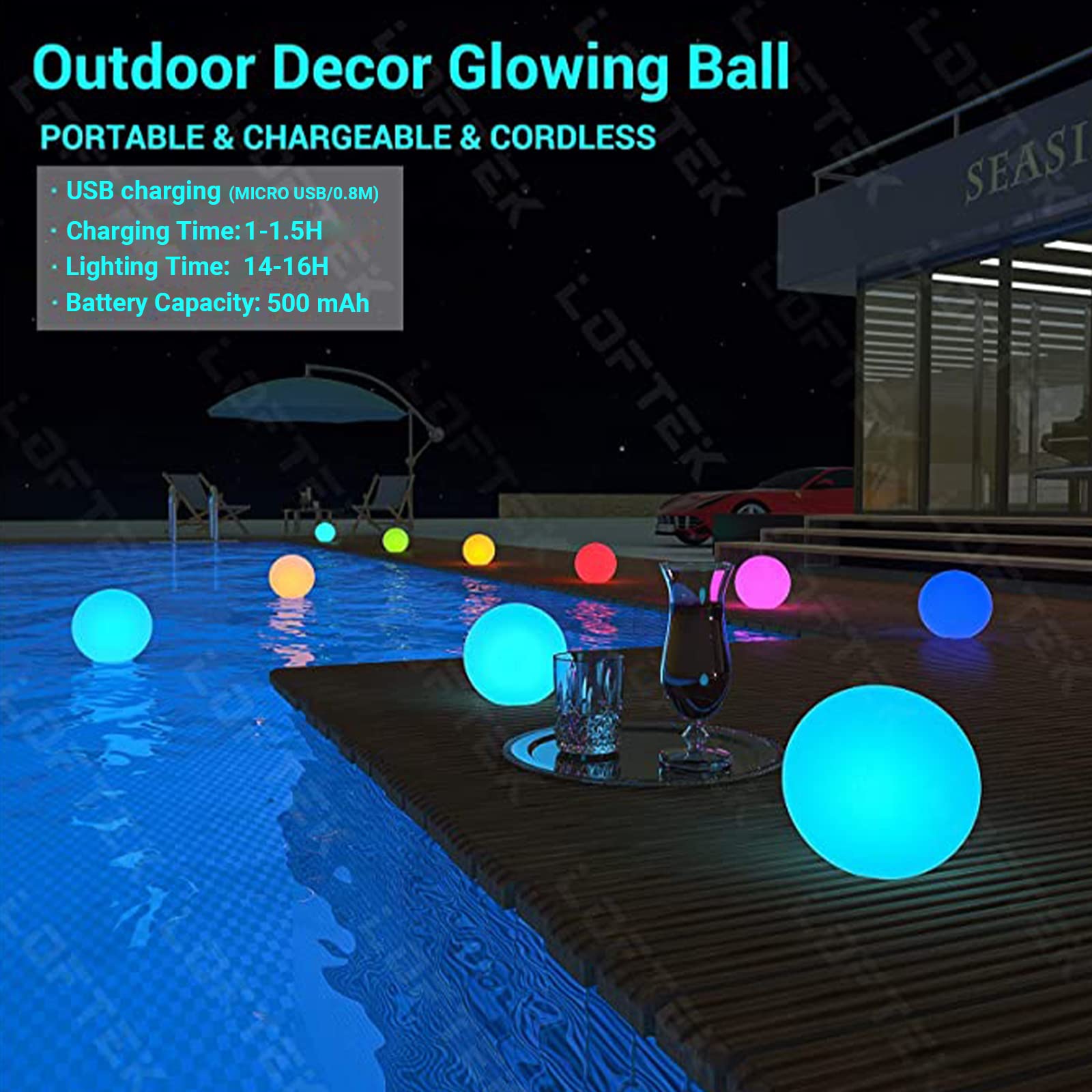 Foto 2 | Luces Led Flotantes Para Piscina, Portátiles, Regulables, Tipo Bola Loftek, 15 Cm - Venta Internacional.
