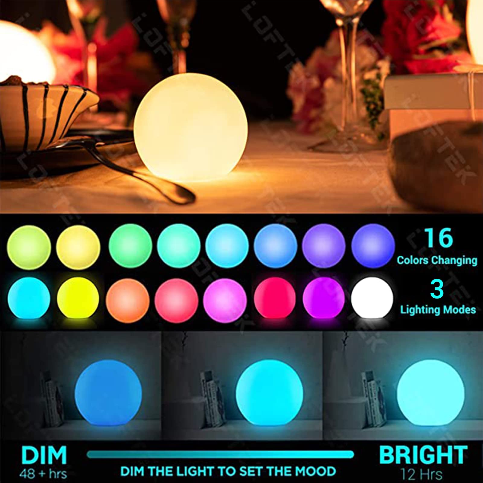 Foto 4 | Luces Led Flotantes Para Piscina, Portátiles, Regulables, Tipo Bola Loftek, 15 Cm - Venta Internacional.
